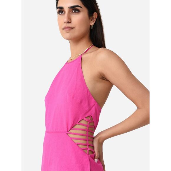 NWT Jonathan Simkhai Christina Strappy Pink Backless Romper Size Large - Picture 3 of 5